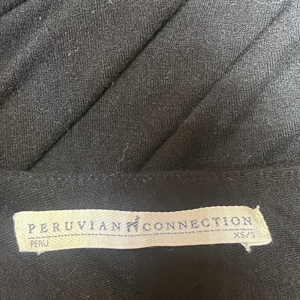 Peruvian Connection‎ Black V-Neck Knit Midi Dress Dolman Sleeve XS/S Peru Kaftan - Picture 4 of 10
